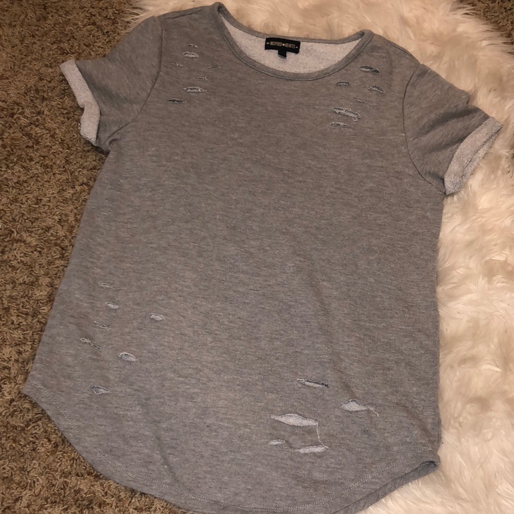 Inspired Hearts Ripped Hole short sleeve Shirt